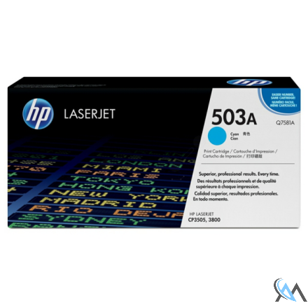 Original HP Q7581A/503A Tonerkartusche cyan, 6.000 Seiten/5%