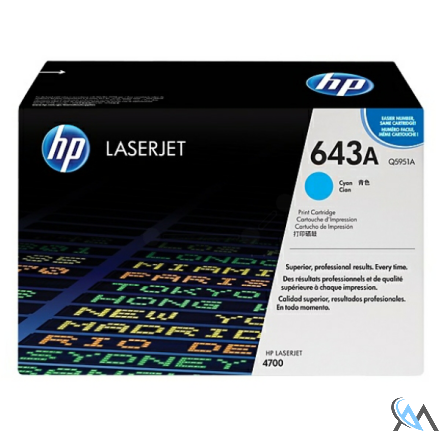 Original HP Q5951A/643A Tonerkartusche cyan, 10.000 Seiten/5%