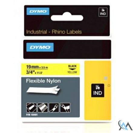 Original Dymo 18757/S0718090 Farbband Nylonband schwarz auf gelb 19mm x 3,5m