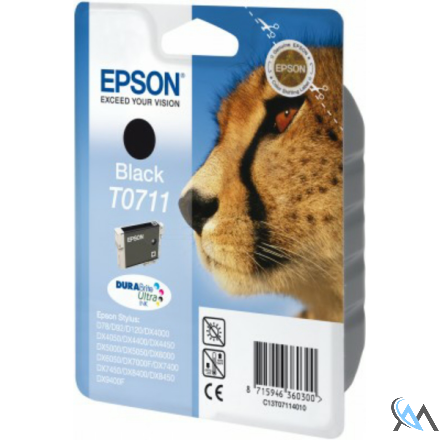 Original Epson C13T07114011/T0711 Tintenpatrone schwarz, 245 Seiten ISO/IEC 24711 7.4ml