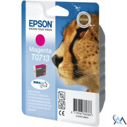 Original Epson C13T07134011/T0713 Tintenpatrone magenta, 250 Seiten ISO/IEC 24711 5.5ml