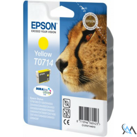 Original Epson C13T07144011/T0714 Tintenpatrone gelb, 415 Seiten ISO/IEC 24711 5.5ml