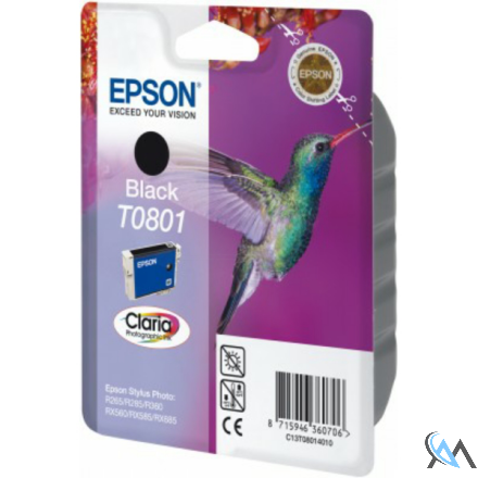 Original Epson C13T08014011/T0801 Tintenpatrone schwarz, 330 Seiten ISO/IEC 24711 7.4ml