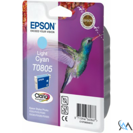 Original Epson C13T08054011/T0805 Tintenpatrone cyan hell, 330 Seiten ISO/IEC 24711 7.4ml