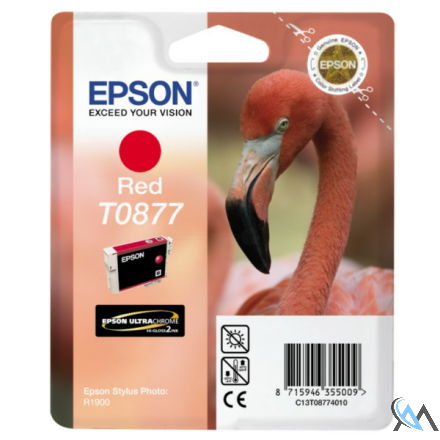 Original Epson C13T08774010/T0877 Tintenpatrone rot, 915 Seiten ISO/IEC 24711 11.4ml