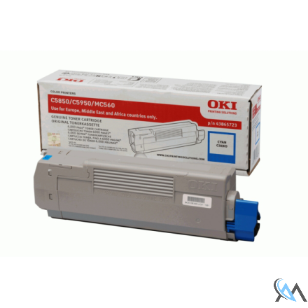 Original OKI 43865723 Toner cyan, 6.000 Seiten/5%