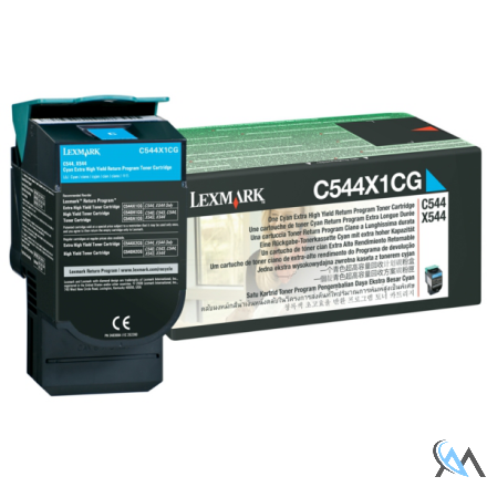 Original Lexmark C544X1CG Toner cyan extra High-Capacity return program, 4.000 Seiten ISO/IEC 19798