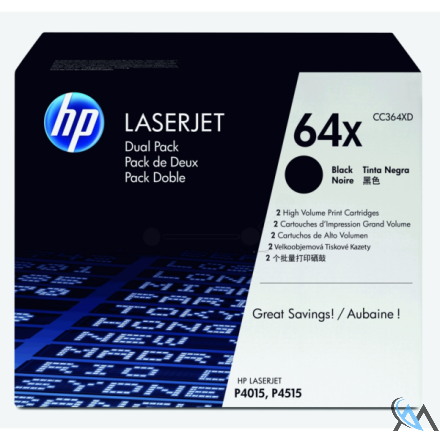 Original HP CC364XD/64XD Tonerkartusche schwarz Doppelpack, 2x24.000 Seiten ISO/IEC 19752 VE=2