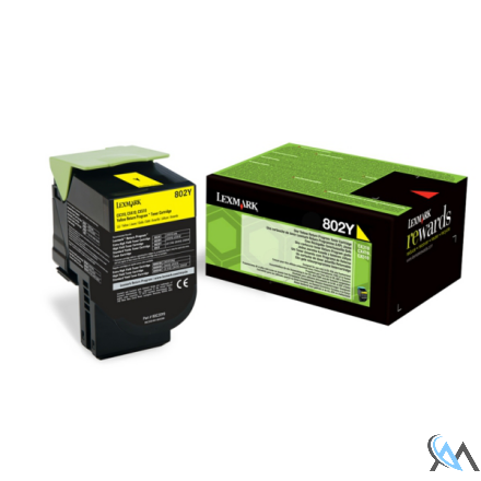 Original Lexmark 80C20Y0/802Y Toner-Kit gelb return program, 1.000 Seiten ISO/IEC 19798