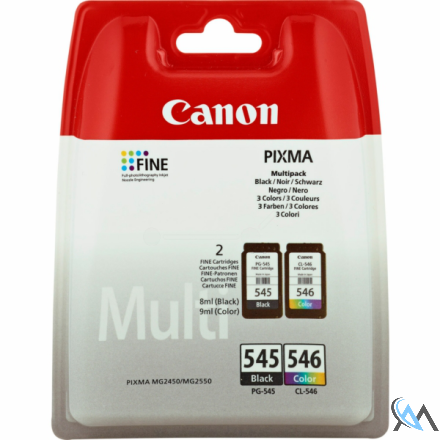 Original Canon 8287B005/PG-545+CL-546 Druckkopfpatrone Multipack schwarz + color, 2x180 Seiten ISO/IEC 24711 2x8ml VE=2