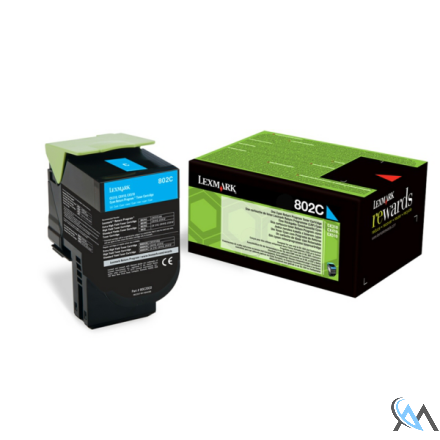 Original Lexmark 80C20C0/802C Toner-Kit cyan return program, 1.000 Seiten ISO/IEC 19798