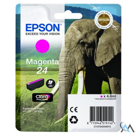 Original Epson C13T24234010/24 Tintenpatrone magenta, 360 Seiten 4,6ml