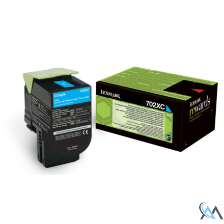 Original Lexmark 70C2XC0/702XC Toner-Kit cyan extra High-Capacity return program, 4.000 Seiten ISO/IEC 19798