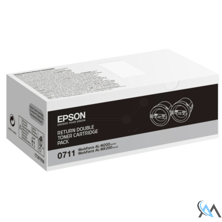 Original Epson C13S050711/0710 Tonerkartusche schwarz Doppelpack return program, 2x2.500 Seiten VE=2