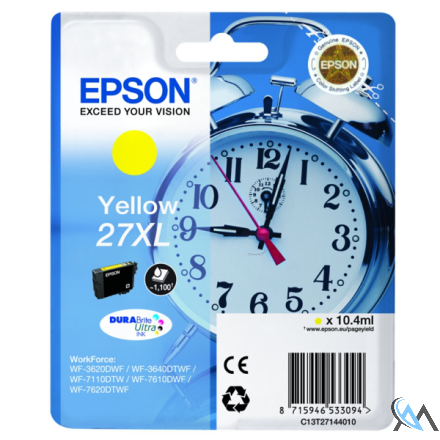 Original Epson C13T27144010/27XL Tintenpatrone gelb High-Capacity, 1.100 Seiten 10.4ml