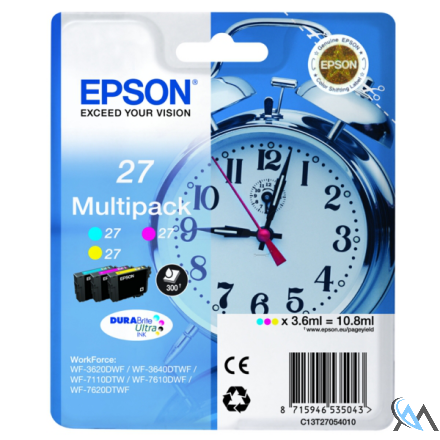 Original Epson C13T27054010/27 Tintenpatrone MultiPack C,M,Y 3.6ml 3x350pg3x3,6ml VE=3