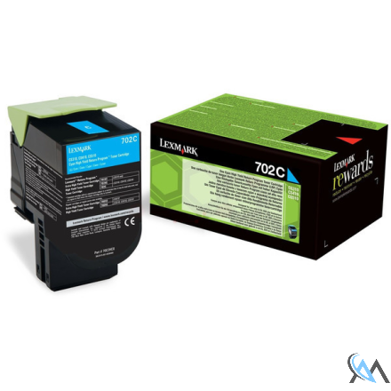 Original Lexmark 70C20C0/702C Toner-Kit cyan return program, 1.000 Seiten ISO/IEC 19798