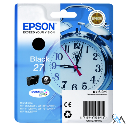 Original Epson C13T27014010/27 Tintenpatrone schwarz, 350 Seiten 6.2ml