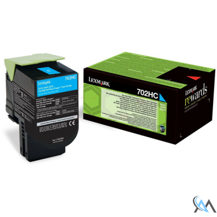 Original Lexmark 70C2HC0/702HC Toner-Kit cyan return program, 3.000 Seiten ISO/IEC 19798