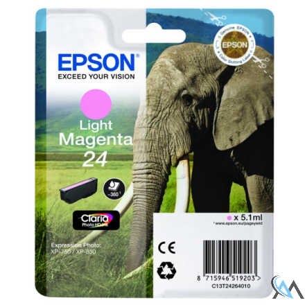 Original Epson C13T24264010/24 Tintenpatrone magenta hell, 360 Seiten 5,1ml