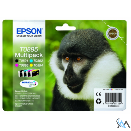 Original Epson C13T08954011/T0895 Tintenpatrone MultiPack Bk,C,M,Y 5,8ml + 3x3,5ml VE=4