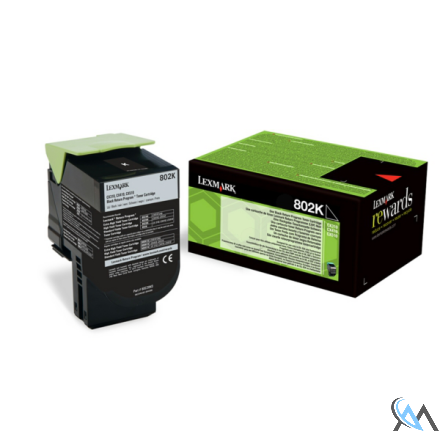 Original Lexmark 80C20K0/802K Toner-Kit schwarz return program, 1.000 Seiten ISO/IEC 19798