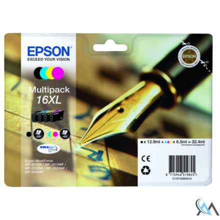 Original Epson C13T16364010/16XL Tintenpatrone MultiPack Bk,C,M,Y High-Capacity XL 12,9ml + 3x 6,5ml  VE=4