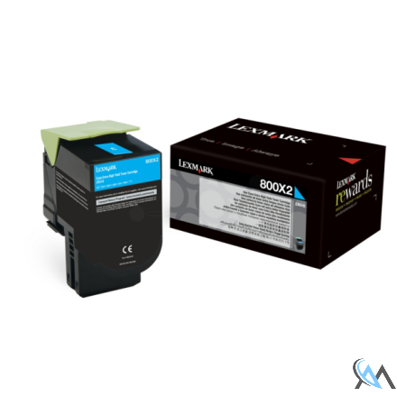 Original Lexmark 80C0X20/800X2 Toner-Kit cyan extra High-Capacity, 4.000 Seiten ISO/IEC 19798