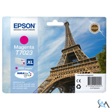 Original Epson C13T70234010/T7023 Tintenpatrone magenta XL, 2.000 Seiten ISO/IEC 24711 21.3ml