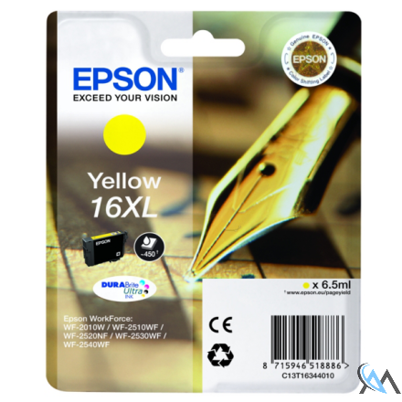 Original Epson C13T16344010/16XL Tintenpatrone gelb High-Capacity XL, 450 Seiten 6.5ml