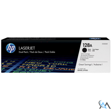 Original HP CE320AD/128A Toner schwarz Doppelpack, 2x2.000 Seiten/5% VE=2