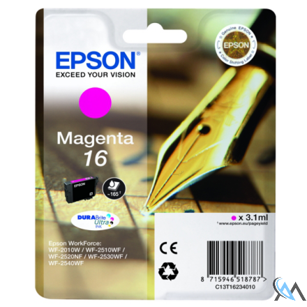 Original Epson C13T16234010/16 Tintenpatrone magenta, 165 Seiten 3.1ml