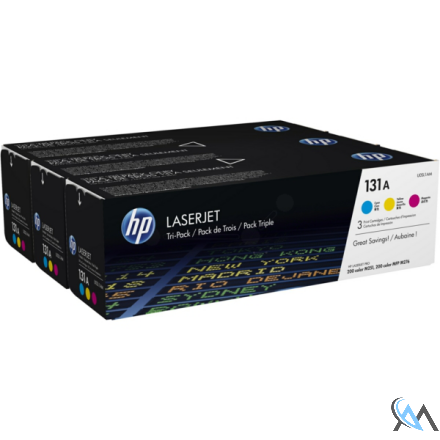 Original HP U0SL1AM/131A Tonerkartusche Rainbow-Kit (c,m,y), 3x1.800 Seiten ISO/IEC 19798 VE=3