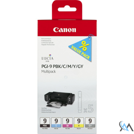 Original Canon 1034B013/PGI-9 Tintenpatrone MultiPack PBK,C,M,Y,GY VE=5
