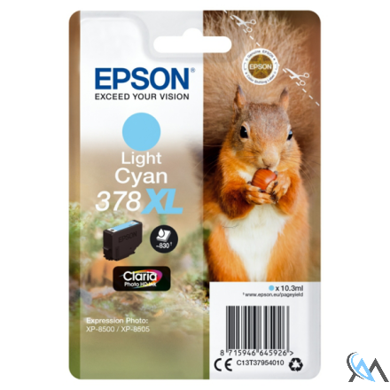 Original Epson C13T37954010/378XL Tintenpatrone cyan hell High-Capacity, 830 Seiten 10,3ml