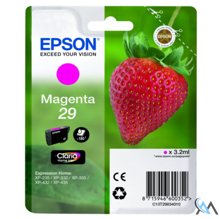 Original Epson C13T29834012/29 Tintenpatrone magenta, 180 Seiten ISO/IEC 19752 3,2ml