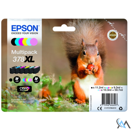 Original Epson C13T37984010/378XL Tintenpatrone MultiPack Bk,C,M,Y,LC,LM High-Capacity 11,2ml 3x9,3ml 2x10,3ml VE=6