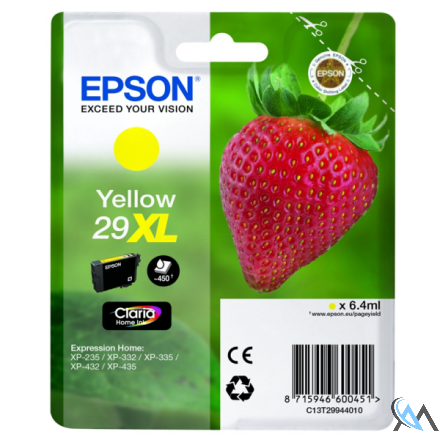 Original Epson C13T29944010/29XL Tintenpatrone gelb High-Capacity, 450 Seiten ISO/IEC 24711 6.4ml