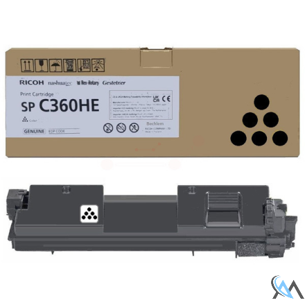 Original Ricoh 408184/SPC360HE Toner-Kit schwarz High-Capacity, 7.000 Seiten ISO/IEC 19752