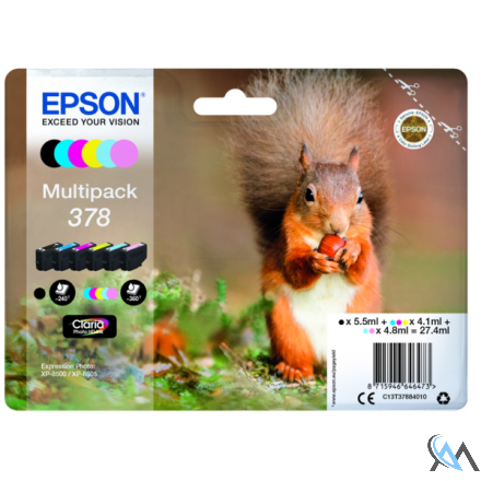 Original Epson C13T37884010/378 Tintenpatrone MultiPack Bk,C,M,Y,LC,LM 5.5ml 5,5ml 3x4,1ml 2x4,8ml VE=6