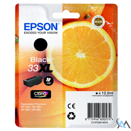 Original Epson C13T33514012/33XL Tintenpatrone schwarz High-Capacity, 530 Seiten ISO/IEC 24711 12,2ml