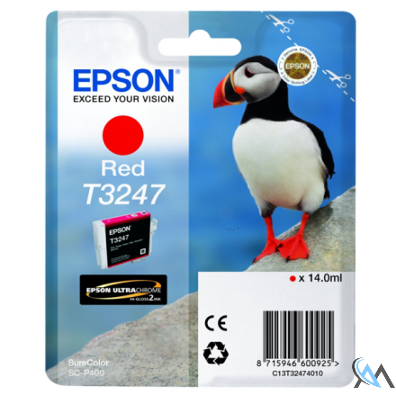 Original Epson C13T32474010/T3247 Tintenpatrone rot, 980 Seiten 14ml