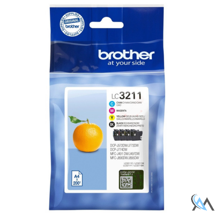 Original Brother LC-3211VALDR Tintenpatrone MultiPack Bk,C,M,Y, 4x200 Seiten ISO/IEC 19752 VE=4