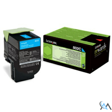 Original Lexmark 80C20CE/802CE Toner-Kit cyan corporate, 1.000 Seiten ISO/IEC 19798
