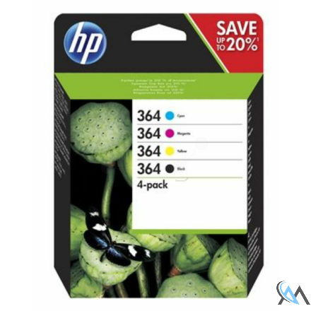 Original HP N9J73AE/364 Tintenpatrone MultiPack Bk,C,M,Y, 4x300 Seiten ISO/IEC 24711 VE=4