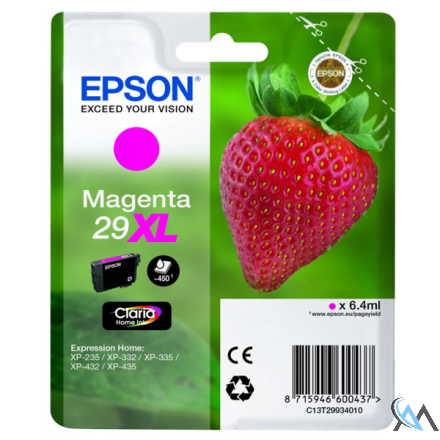 Original Epson C13T29934010/29XL Tintenpatrone magenta High-Capacity, 450 Seiten ISO/IEC 24711 6.4ml