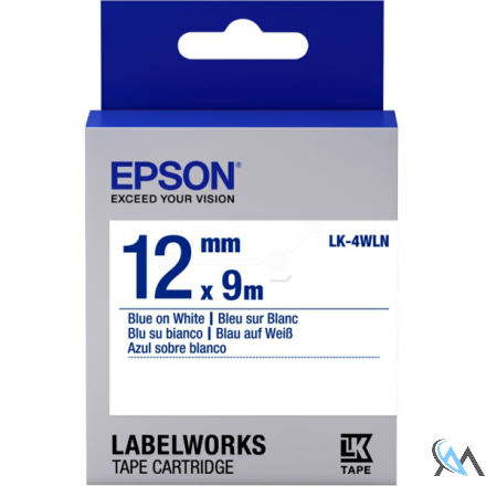 Original Epson C53S654022/LK-4WLN Farbband blau auf weiss extra adhesive 12mm x 9m