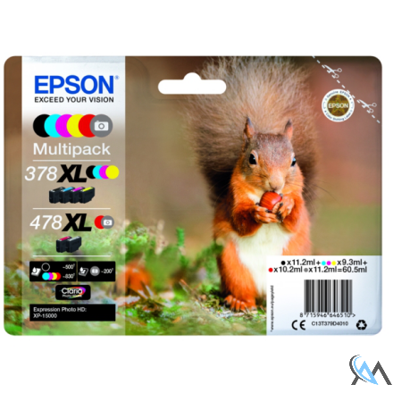 Original Epson C13T379D4010/378XL/478XL Tintenpatrone MultiPack High-Capacity Bk,C,M,Y,R,GY 11,2ml +3x9,3ml + 10,2ml + 11,2ml VE=6