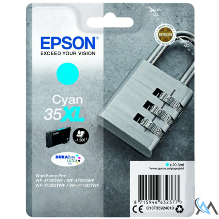 Original Epson C13T35924010/35XL Tintenpatrone cyan High-Capacity, 1.900 Seiten 20,3ml