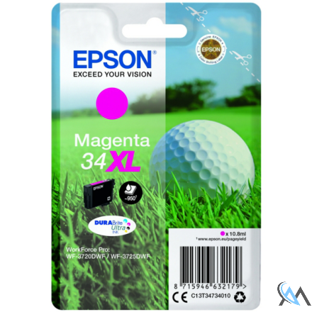 Original Epson C13T34734010/34XL Tintenpatrone magenta High-Capacity, 950 Seiten 10,8ml